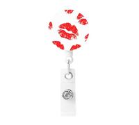 Porte Badge Enrouleur Rouge à lèvres Lips Mark Kiss Red, Porte Clef Retractable pour Bureau école Clés Infirmières étudiants Enseignant