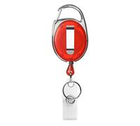 Porte-badge enrouleur rouge avec mousqueton, clip et anneau porte-clé pour porte-carte, porte-badge, clés, mousqueton porte-clé avec clip de ceinture