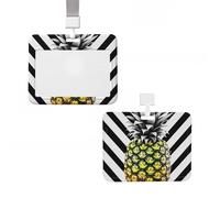 Porte-badge épais et transparent en plastique rigide avec porte-badge à rayures avec clip pour bureau, médecin, enseignant