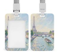 Porte-badge étanche avec cordon détachable - Tour Eiffel à Paris - Porte-carte de travail robuste - Transparent - Pour infirmière, enseignant, médecin, officier, personnel