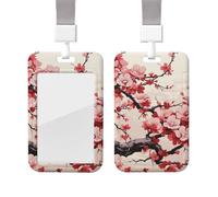 Porte-badge étanche avec fenêtre transparente pour carte d'identité avec motif floral japonais de cerisier pour homme et femme, pour travail, bureau, médecin, infirmière