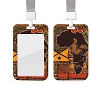Porte-badge étanche avec motif carte africaine ethnique avec lanière - Étui de protection pour cartes d'identité avec fenêtre transparente - Pour homme et femme - Pour travail, bureau, médecin