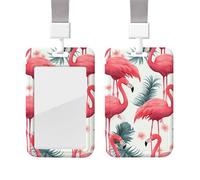 Porte-badge étanche avec motif flamant rose avec lanière - Étui de protection pour carte d'identité avec fenêtre transparente - Pour homme et femme - Pour travail, bureau, médecin, infirmière