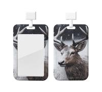 Porte-badge étanche avec motif tête de cerf dans la neige avec cordon tour de cou amovible, coque de protection pour homme, femme, bureau, infirmière