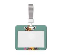 Porte-badge étanche en forme de girafe avec fleurs pour carte d'identité, porte-clés, étiquettes de nom, housse de protection avec fenêtre transparente pour carte d'identité pour femmes, hommes