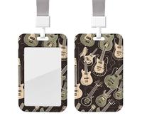 Porte-badge étanche, étui à badge nominatif avec motif guitare, pochette plastique avec cordon détachable, étui de protection vertical pour carte de visite, idéal pour le travail au bureau ou en milie
