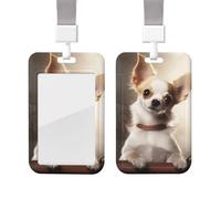 Porte-badge étanche, porte-badge nominatif mignon en forme de chihuahua, étui de protection vertical en plastique avec cordon détachable, idéal pour le travail au bureau ou en milieu infirmier.