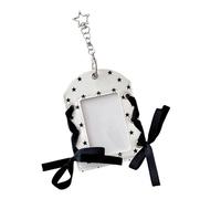 Porte-badge - Étui pour carte d'identité en cuir PU, porte-clés avec nœud en forme d'étoile, sangle de transport amovible, porte-badge compact | Accessoire de rangement quotidien pour l'espace