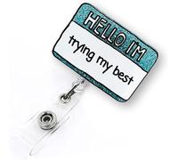 Porte-badge extensible avec clip pour infirmière, médecins, bénévoles (bonjour, j'essaie de mon mieux)