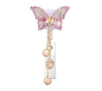 Porte-badge extensible de 60 cm avec strass - Matériaux ABS légers - Pour les forces de sécurité - Clip d'abeilles papillon - Porte-badge rétractable