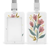 Porte-badge fantaisie à clip rétractable avec motif fleur violette pour le travail, le bureau, les médecins, les infirmières