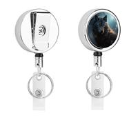 Porte-badge fantaisie loup - Enrouleur de badge d'infirmière rétractable en métal robuste avec corde en nylon de 68,1 cm - Étiquettes amusantes pour enseignants, infirmières, médecins, travailleurs