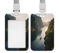 Porte-badge Fjord Under The Sun imprimé vertical pour bureau, école, carte d'identité, carte de proximité, permis de conduire, carte de permis et laissez-passer