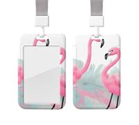 Porte-badge flamant rose avec lanière - Étanche - Protection pour carte d'identité avec fenêtre transparente - Pour homme et femme - Pour travail, bureau, médecin, infirmière