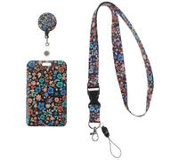 Porte-badge Floral avec Cordon Rétractable, Pvc, Ensemble pour Cartes