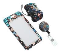 Porte-badge Floral Cordon Rétractable, Étui Carte Élève | ABS Polyester, Fenêtre Transparente, pour Cartes Étudiantes et Badges, Usage Pro, Événements et Conférences