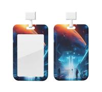 Porte-badge Future Science Fiction Future avec cordon, protecteur de carte vertical, coque rigide en ABS transparent, bobine rétractable pour le travail et le bureau