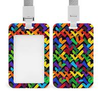 Porte-badge Gay Pride arc-en-ciel avec cordon de suspension, étui de protection vertical pour carte d'identité, multi-usage pour bureau, enseignant, infirmière