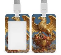 Porte-badge Golden Griffin avec cordon détachable, porte-étiquette vertical en plastique ABS avec fenêtre transparente et glissière, protection pour carte, pour le personnel infirmier, les enseignant