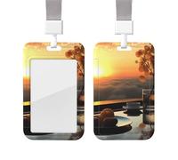 Porte-badge « Good Morning » avec lanière en plastique - Protecteur de carte d'identité avec fenêtre transparente - Pour infirmière, médecin, fournitures de bureau