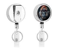 Porte-badge Gorilla - Enrouleur de badge d'infirmière rétractable en métal robuste avec corde en nylon de 68,1 cm - Étiquettes amusantes pour enseignants, infirmières, médecins, travailleurs