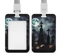 Porte-badge gothique « Happy Halloween » vertical avec lanière détachable et robuste, porte-badge, porte-badge, étanche, protection pour infirmière, officier, enseignant