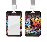 Porte-badge graffiti Hip Hop rétractable à clip en plastique étanche avec cordon protecteur de carte vertical pour badge de travail, porte-nom, porte-nom pour travail, bureau, médecin, infirmière