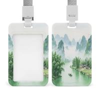 Porte-badge Guilin avec peinture de paysage imprimé vertical, convient pour bureau, école, carte d'identité, carte de proximité, permis de conduire et laissez-passer