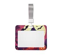Porte-badge « Happy Halloween » avec lanière - Étui horizontal en plastique avec fenêtre transparente - Protection étanche pour carte d'identité - Pour infirmières, enseignants, bureau