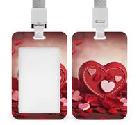 Porte-badge « Happy Valentine's Day » avec cordon - Porte-carte d'identité en plastique rigide étanche - Enrouleur de badge vertical robuste pour bureau, infirmière, enseignante