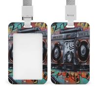 Porte-badge hip-hop mignon graffiti avec cordon tour de cou, cordon détachable, étanche, transparent, porte-carte vertical, pour enseignant, infirmière, médecin, cadeau pour collègues de travail
