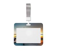 Porte-badge horizontal avec avion au coucher du soleil - Convient pour les enseignants, les étudiants, les médecins, le personnel de bureau