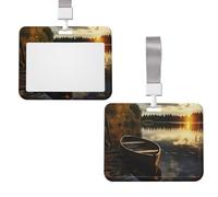 Porte-badge horizontal coulissant en plastique pour le travail, le bateau au bord du lac - Porte-badge avec fenêtre transparente pour carte d'identité, carte de crédit pour infirmière et médecin