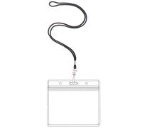 Porte-badge horizontal extra pais pour carte d'identit avec fermeture clair tanche et refermable (lot de 50 porte-badges avec cordons)