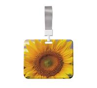 Porte-badge horizontal pour carte d'identité, porte-badge, 10,2 x 7,6 cm, porte-badge coulissant, jaune doré, tournesol, protection pour carte d'identité avec cordon pour travail de bureau