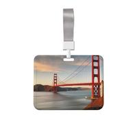 Porte-badge horizontal pour carte d'identité, porte-badge, porte-badge, porte-badge coulissant, 10,2 x 7,6 cm, porte-badge Golden Gate Bridge avec lanière pour le travail de bureau