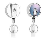 Porte-badge « I Love Penguins » - Enrouleur de badge d'infirmière rétractable en métal robuste avec corde en nylon de 68,1 cm - Étiquettes amusantes pour enseignants, infirmières, médecins