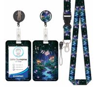 Porte Badge ID avec Lanyard Breakaway, Porte-Cartes Imprimé avec Détachable Cordon, Badge d'identification Porte-Badge D'Enseignant avec Lanière et Enrouleur Rétractable (Style 27)