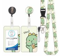 Porte Badge ID avec Lanyard Breakaway, Porte-Cartes Imprimé avec Détachable Cordon, Badge d'identification Porte-Badge D'Enseignant avec Lanière et Enrouleur Rétractable (Style 18)