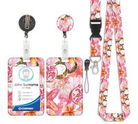 Porte Badge ID avec Lanyard Breakaway, Porte-Cartes Imprimé avec Détachable Cordon, Badge d'identification Porte-Badge D'Enseignant avec Lanière et Enrouleur Rétractable (Style 6)