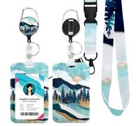 Porte Badge Id avec Lanyard Breakaway pour, Badge Reel rétractable, Clips de Badge détachables, Lanyard Strap pour le cou, Cadeaux pour le bureau des enseignants infirmiers (lever du soleil)