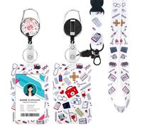 Porte Badge Id avec Lanyard Breakaway pour, Badge Reel rétractable, Clips de Badge détachables, Lanyard Strap pour le cou, Cadeaux pour le bureau des enseignants infirmiers (Infirmière 2)