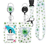 Porte Badge Id avec Lanyard Breakaway pour, Badge Reel rétractable, Clips de Badge détachables, Lanyard Strap pour le cou, Cadeaux pour le bureau des enseignants infirmiers (porte-bonheur)