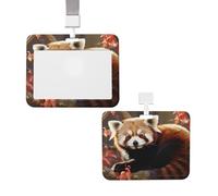 Porte-badge imperméable avec cordon tour de cou amovible pour homme et femme - Motif panda rouge - Pour travail, bureau, infirmière, enseignant