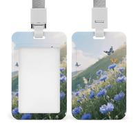 Porte-badge imperméable bleu bleuets avec cordon détachable, porte-cartes de travail robuste, transparent vertical, porte-étiquette pour infirmière, enseignant, médecin, officier, personnel