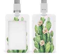 Porte-badge imprimé cactus vertical pour bureau, école, carte d'identité, carte de proximité, clé de permis de conduire, permis et laissez-passer