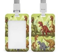 Porte-badge imprimé dinosaure vertical pour bureau, école, carte d'identité, carte de proximité, clé de permis de conduire, permis et laissez-passer