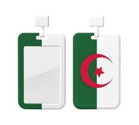 Porte-badge imprimé drapeau de l'Algérie - Porte-carte d'identité - Porte-nom - Cordon tour de cou amovible