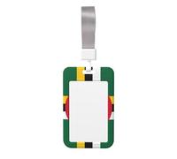 Porte-badge imprimé drapeau du Commonwealth de la Dominique avec couverture coulissante double face, capable de numériser un film transparent