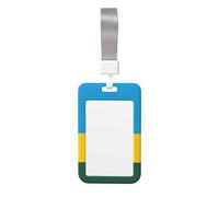 Porte-badge imprimé drapeau du Rwanda double face coulissant, capable de numériser le film transparent